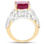 Anillo de Plata Esterlina Baño de Oro Amarillo de 14K con Rubí y Topacio Blanco