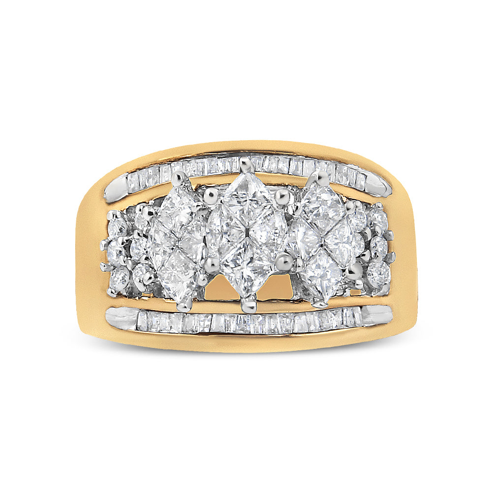 Anillo de Diamante en Forma de Pera de Oro Amarillo y Blanco de 10K 1.5 Cttw - Talla 7