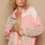 Modern Women Pink Applique Patchwork Zip-Up Jacket