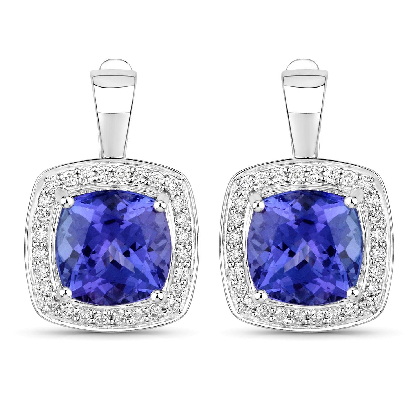 Pendientes de Tanzanita y Diamante Blanco de 5.95 Quilates en Oro Blanco de 14K