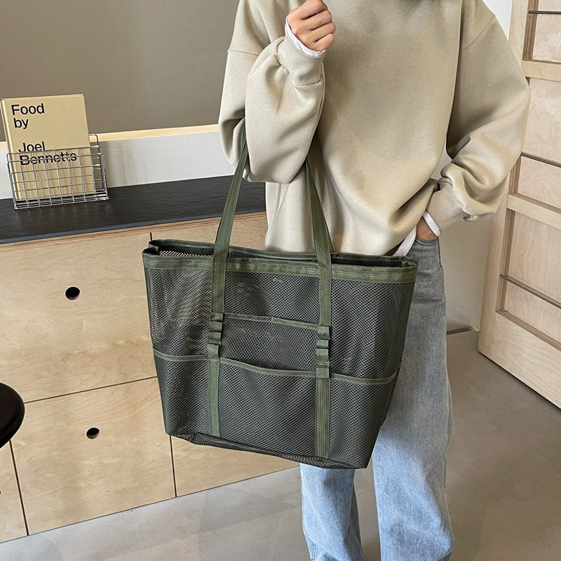 Large-Capacity Mesh Beach Tote for Women