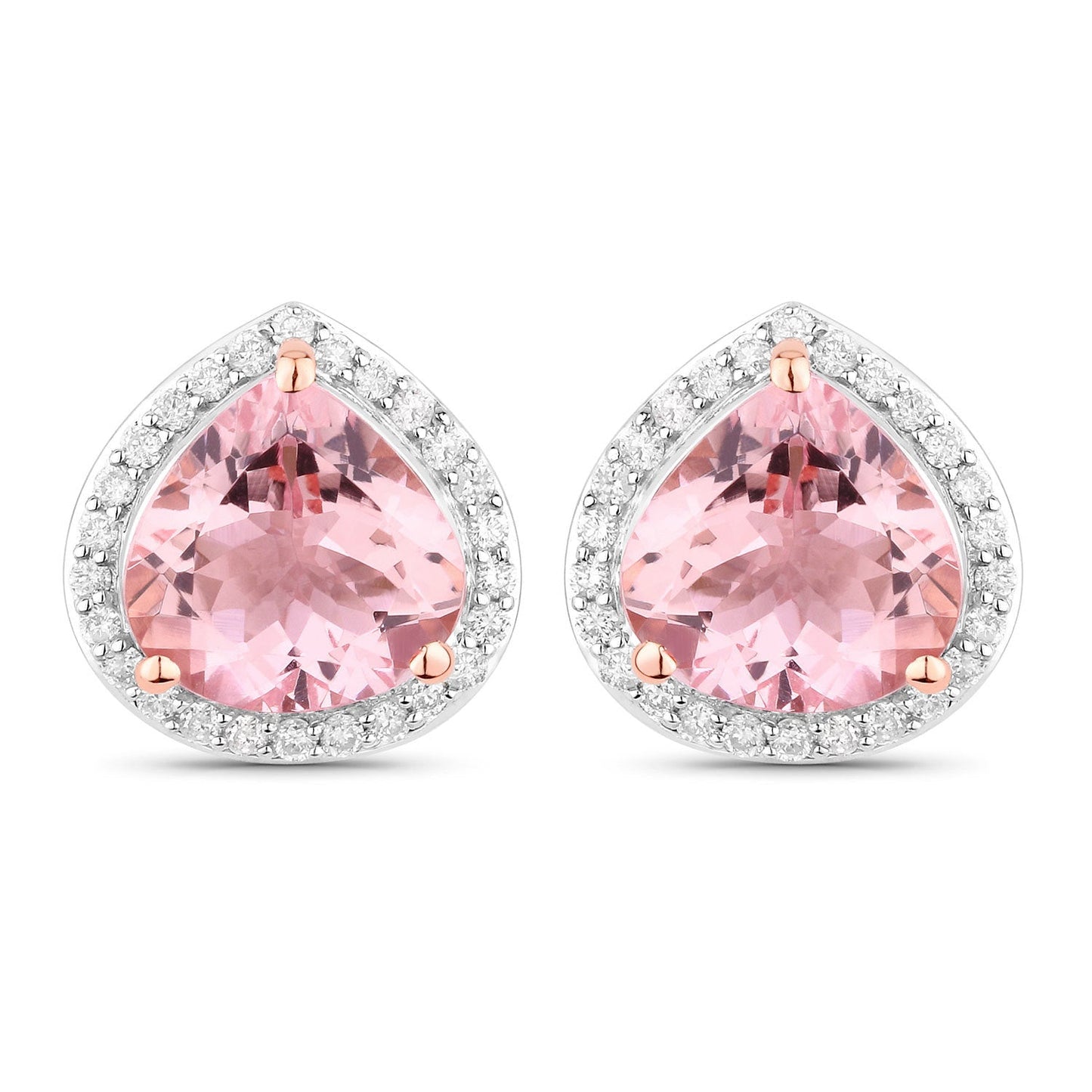 Boucles d'oreilles halo en morganite et diamants de 3,27 carats