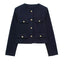 Veste Croppée Chic Décorée de Poches