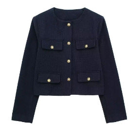 Veste Croppée Chic Décorée de Poches