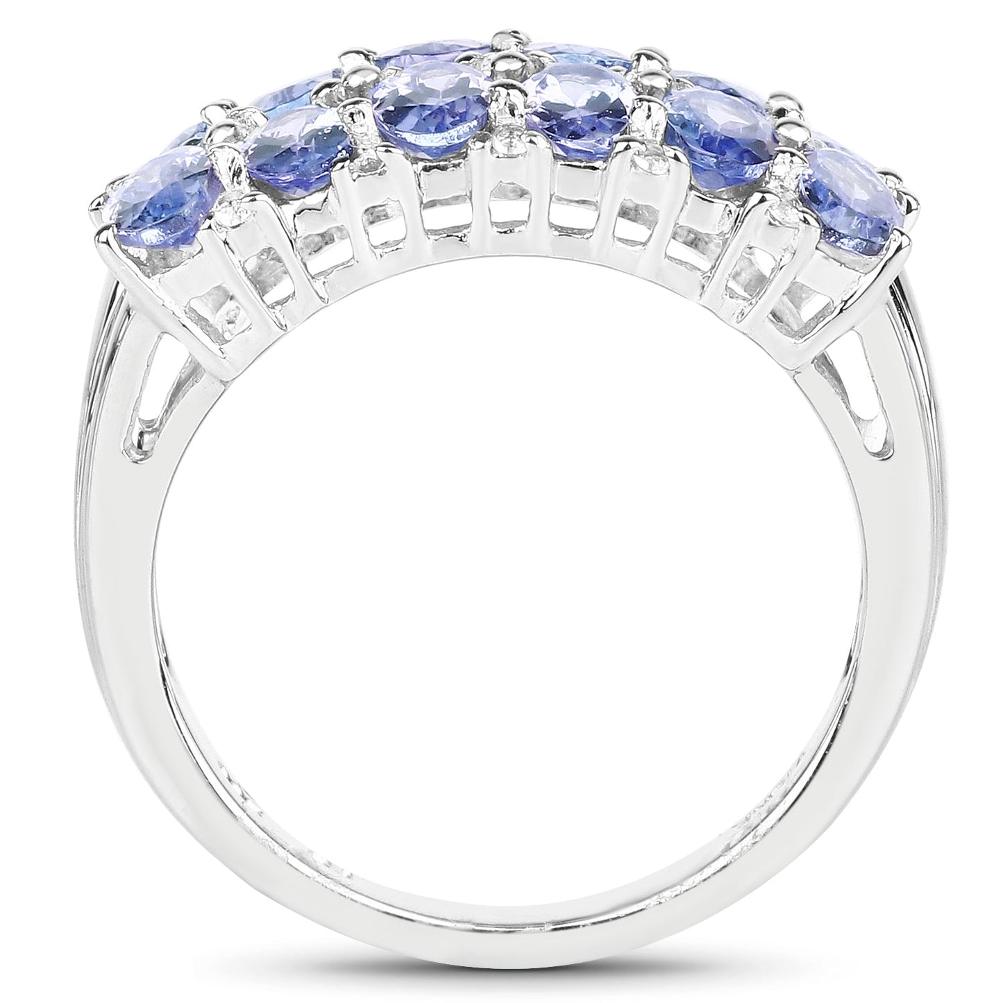 Anillo de Plata Esterlina con Tanzanita y Topacio Blanco de 3.16 Quilates