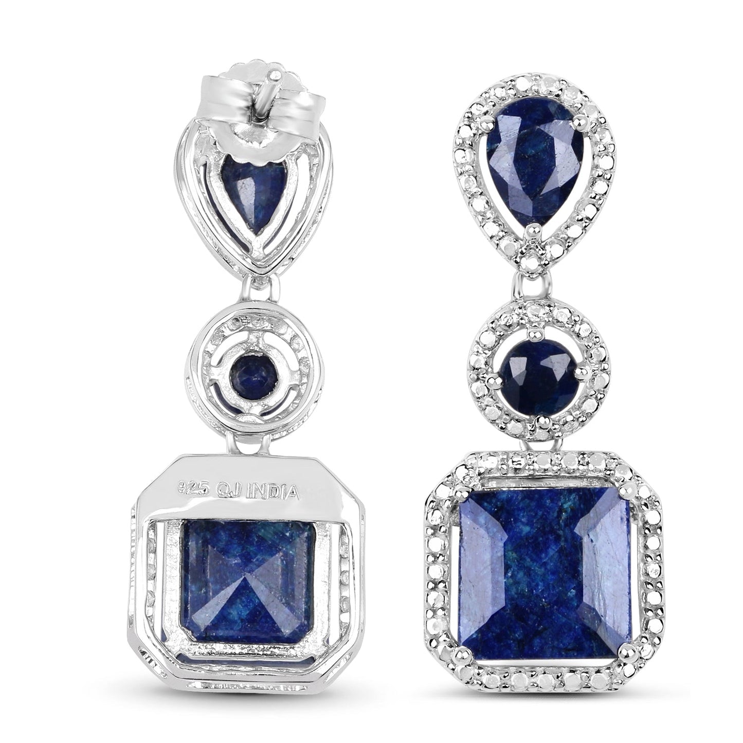 11.62 Carat Dyed Sapphire Sterling Silver Earrings