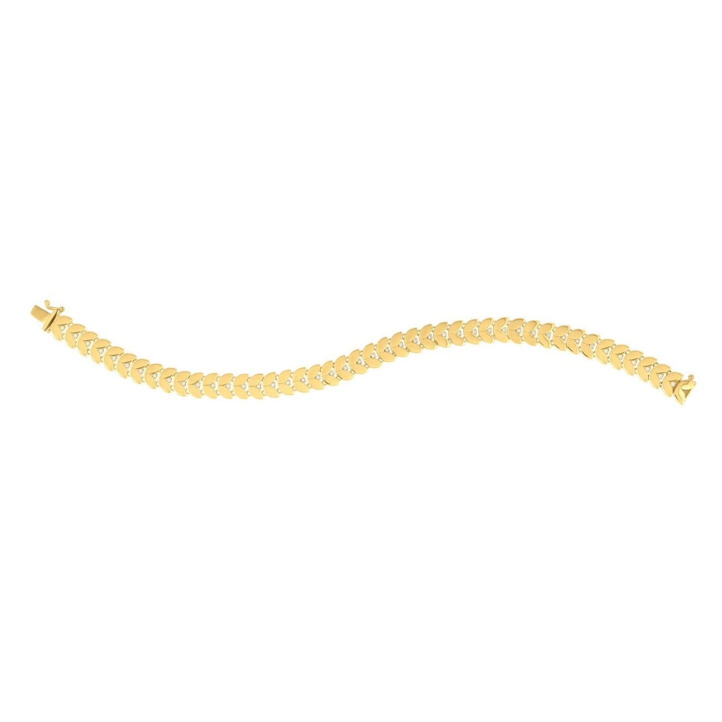 Bracelet en laiton doré 14k avec feuille de laurier et diamant