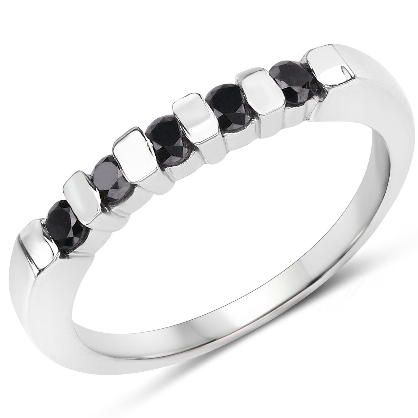 0.50 Carat Genuine Black Diamond Sterling Silver Ring