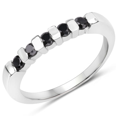 0.50 Carat Genuine Black Diamond Sterling Silver Ring