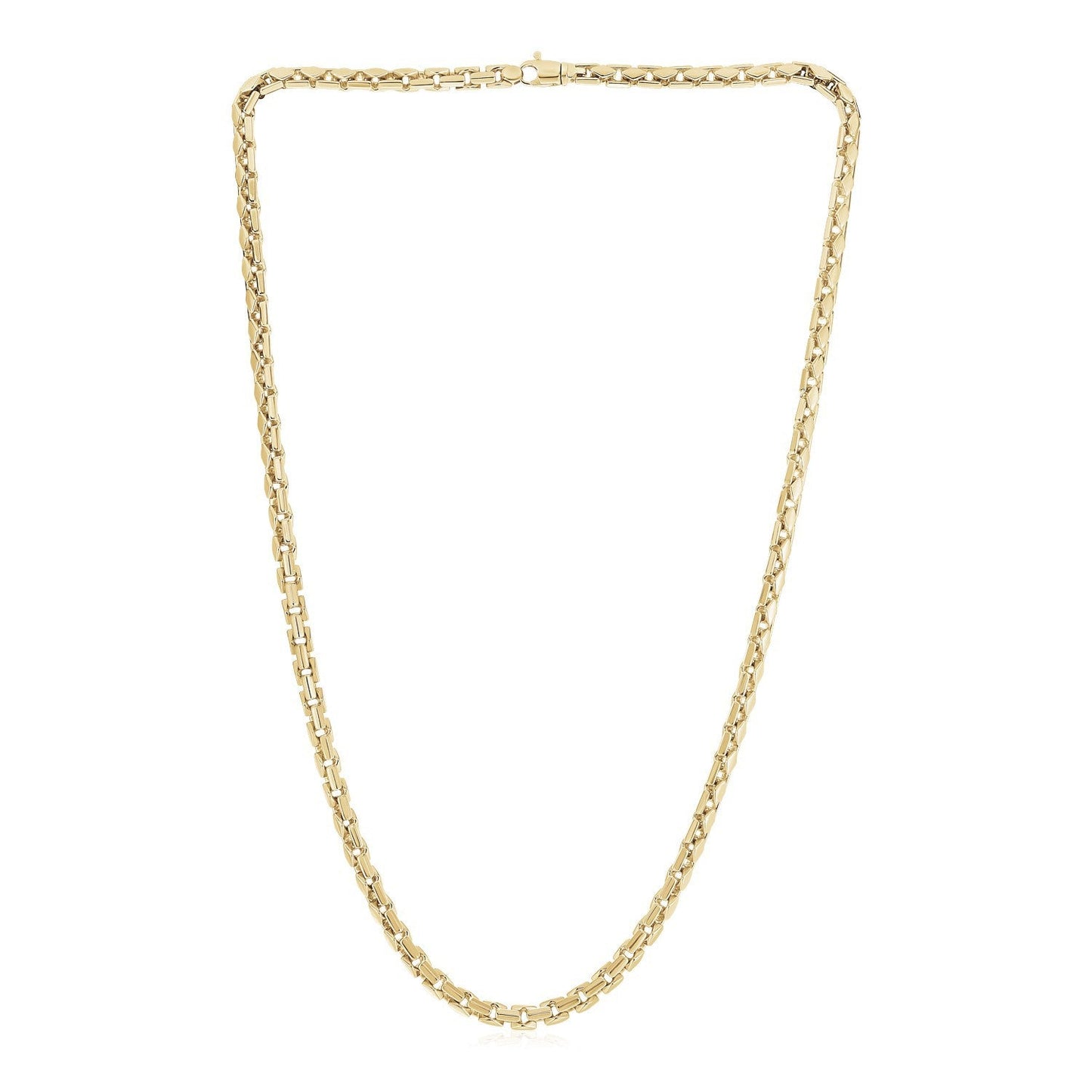 Collar de caja elegante para hombres en oro amarillo de 14k con alto pulido - 5.0mm