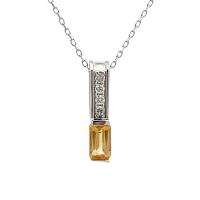 .06ct Pendentif en Diamant Citrine en Or Blanc 10KT
