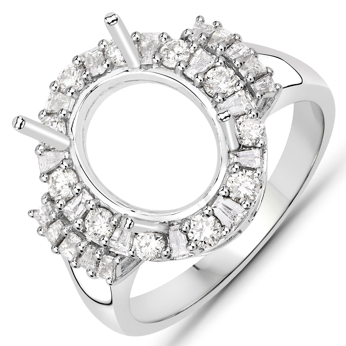 Anillo de Compromiso Semi Montura de Diamante Blanco de 0.83 Quilates en Oro Blanco de 14K