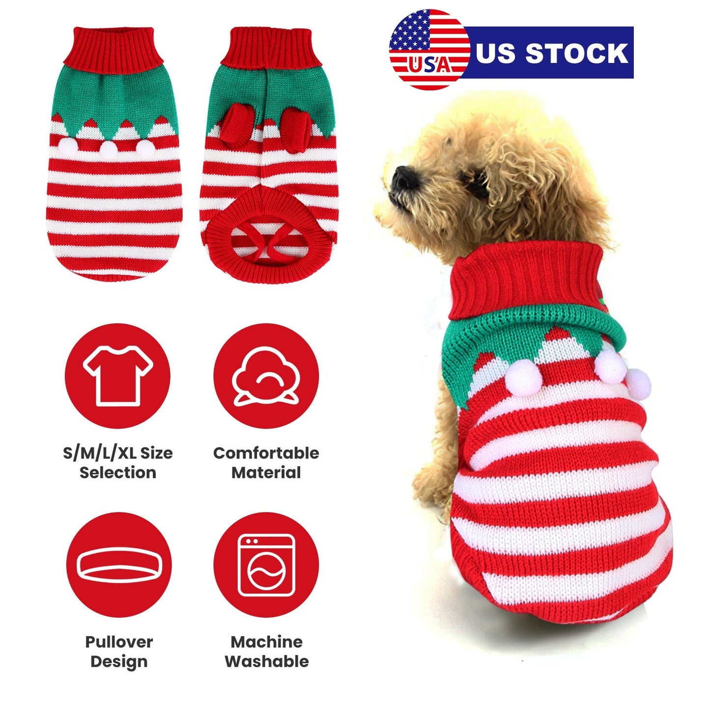 GBruno Pull Turtleneck de Noël pour Animaux