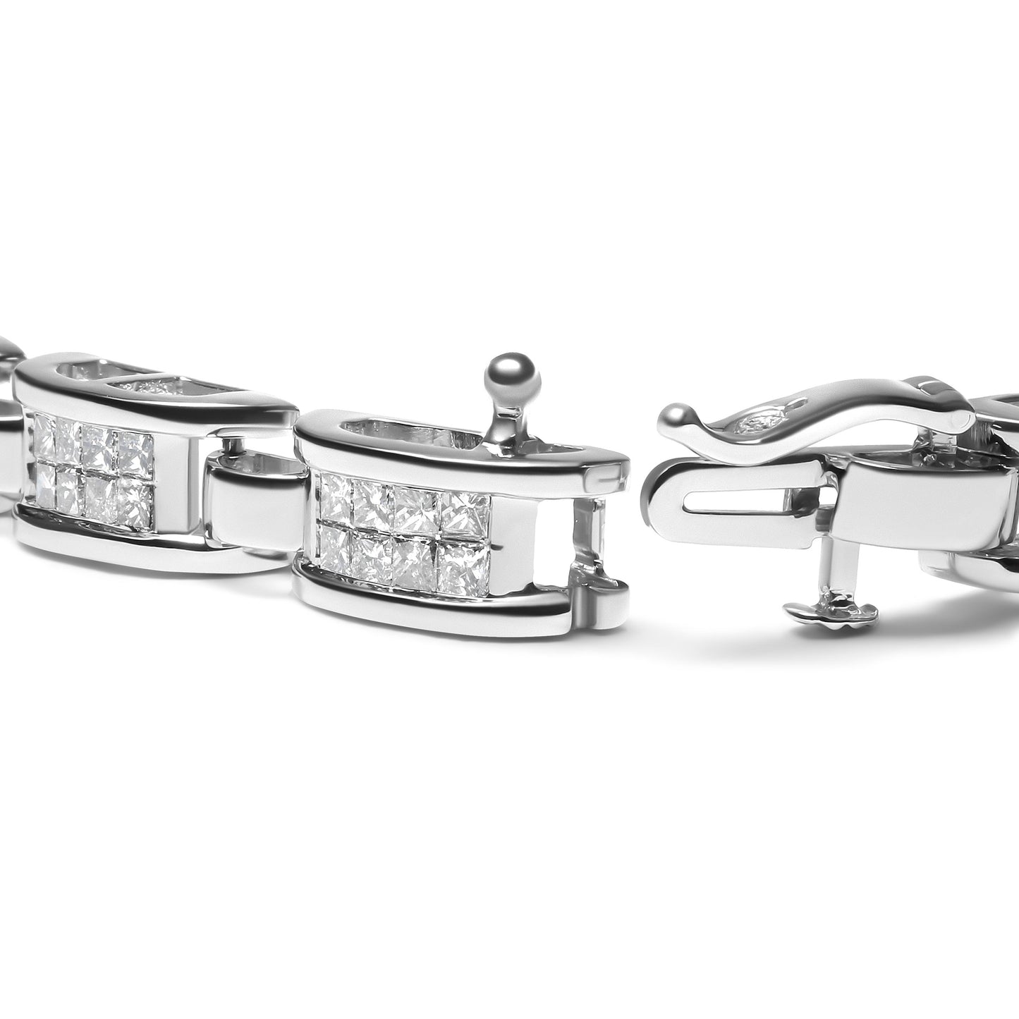 Pulsera de Tenis de Diamantes con Montura Invisible en Oro Blanco de 14K 3.0 Cttw