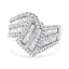 Bague cocktail en diamant bypass en or blanc 14K - Taille 7