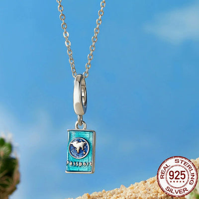 S925 Sterling Silver Openable Passport Pendant