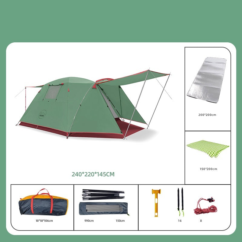 Premium Four-Person Outdoor Tunnel Tent for Camping