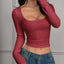 Ribbed Long Sleeve Crop T-Shirt