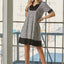 Vestido Corto de Manga Corta Ditsy Floral Plus Size Celeste
