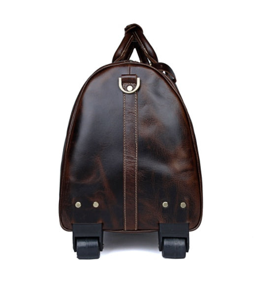 Premium Large Capacity Cowhide Trolley Travel Bag