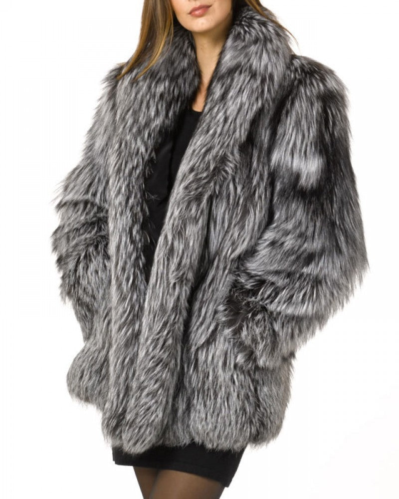 Stylish Fox-Fur Lapel Coat for Women