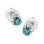 Pendientes de Diamante Redondo de Oro Blanco de 14K con Acento Azul