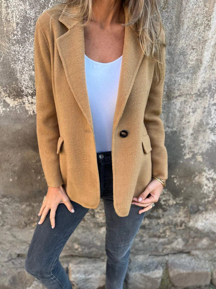 Ins Button Lapel Short Blazer Winter Fashion Commuter Jacket Outwear Women's Clothing - Korvel