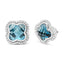 Boucles d'oreilles à clover-cut en topaze bleue de Londres en or blanc 18K