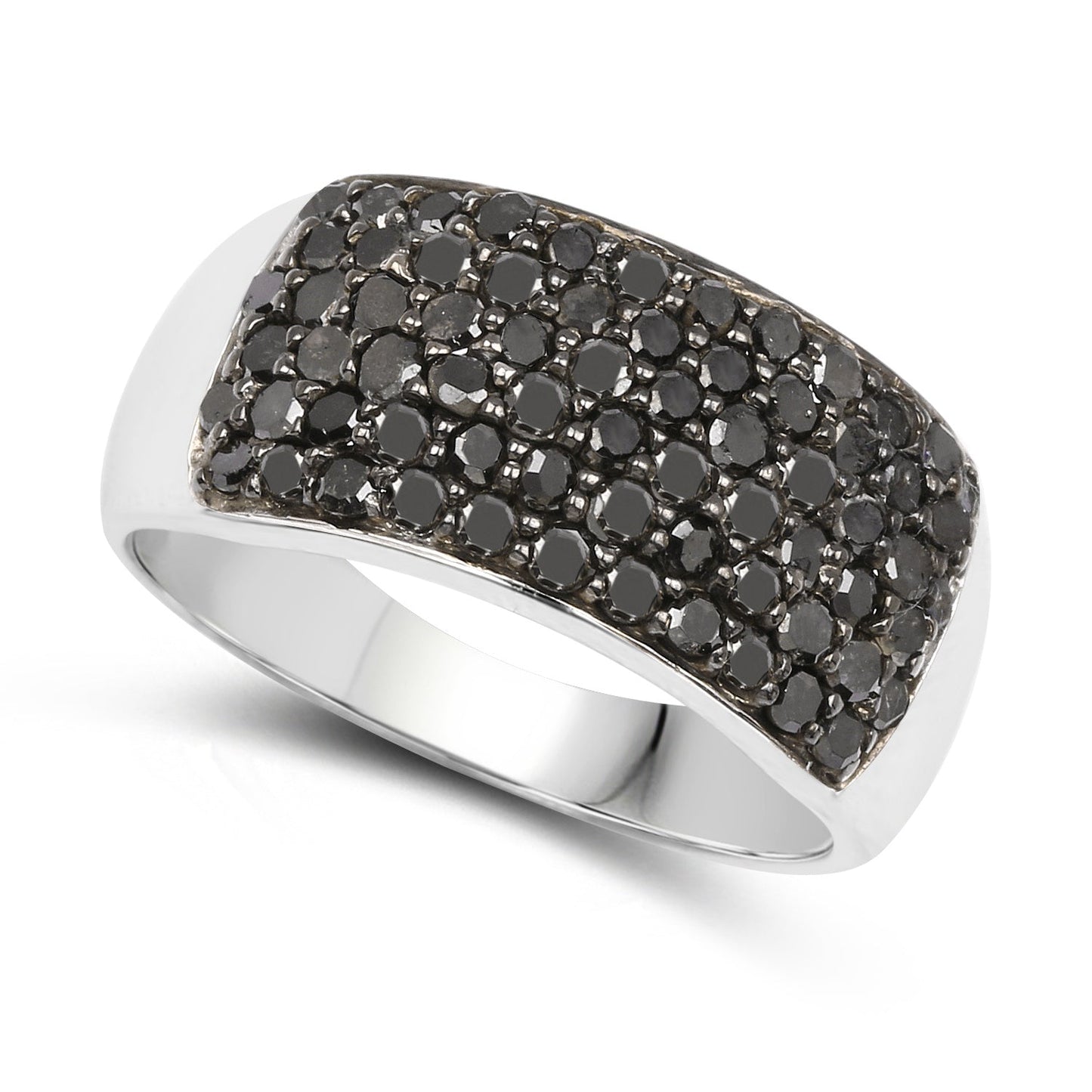 1.21 Carat Genuine Black Diamond Sterling Silver Engagement Ring