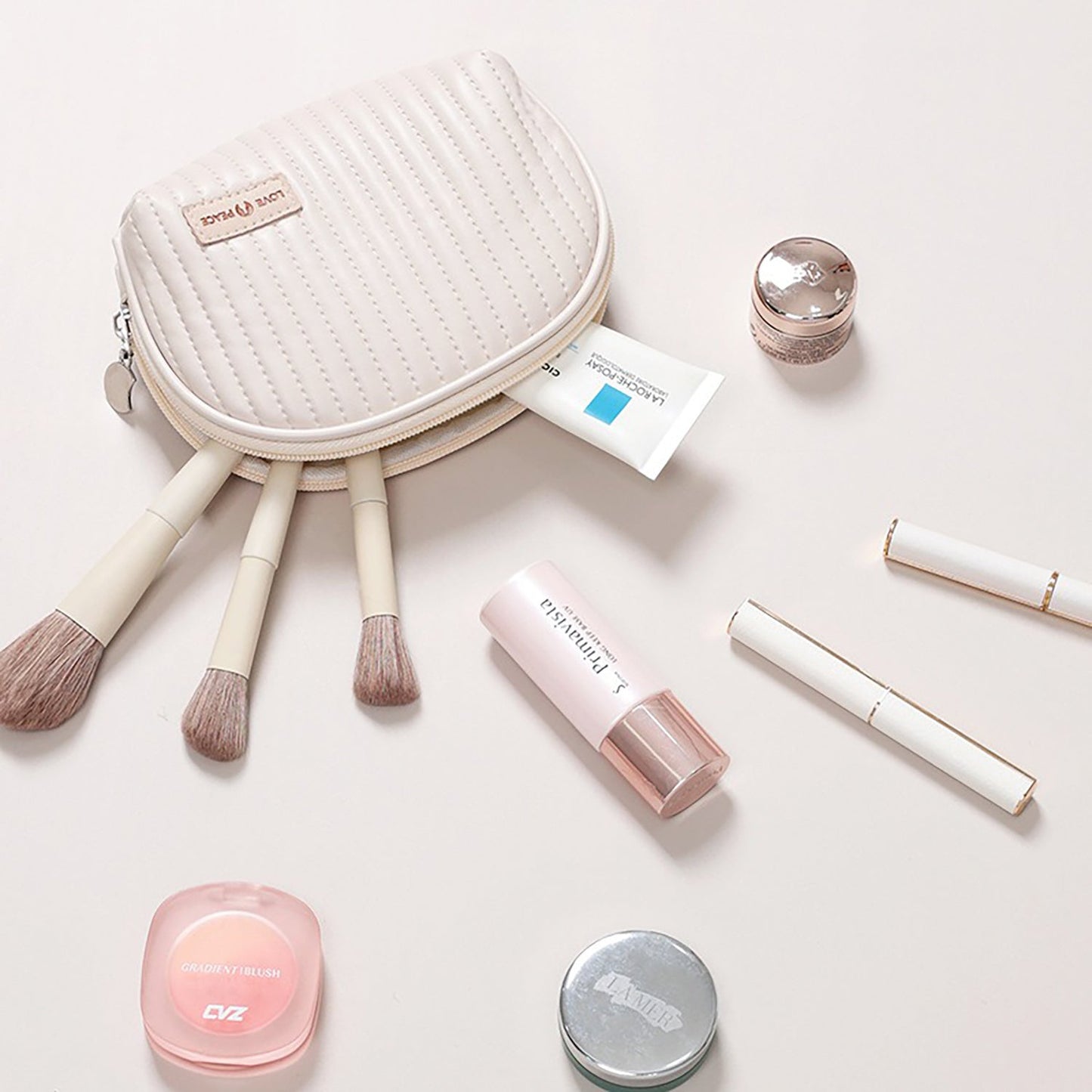 Conjunto de Neceseres Cosméticos Redondos Estilo Pastel para Viajes