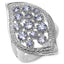 1.47 Carat Genuine Tanzanite Cluster Ring in Sterling Silver