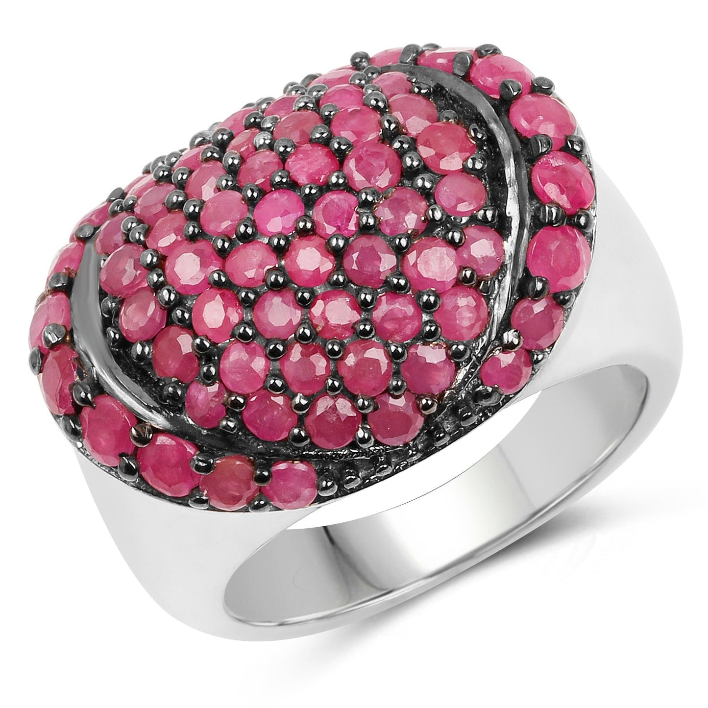 3.35 Carat Genuine Ruby .925 Sterling Silver Engagement Ring