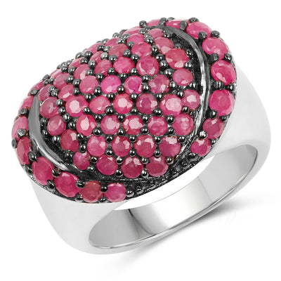 Bague de fiançailles en argent sterling .925 avec rubis véritable de 3,35 carats