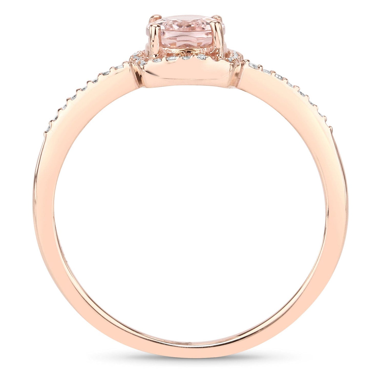 0.82 Carat Morganite and Diamond 14K Rose Gold Engagement Ring