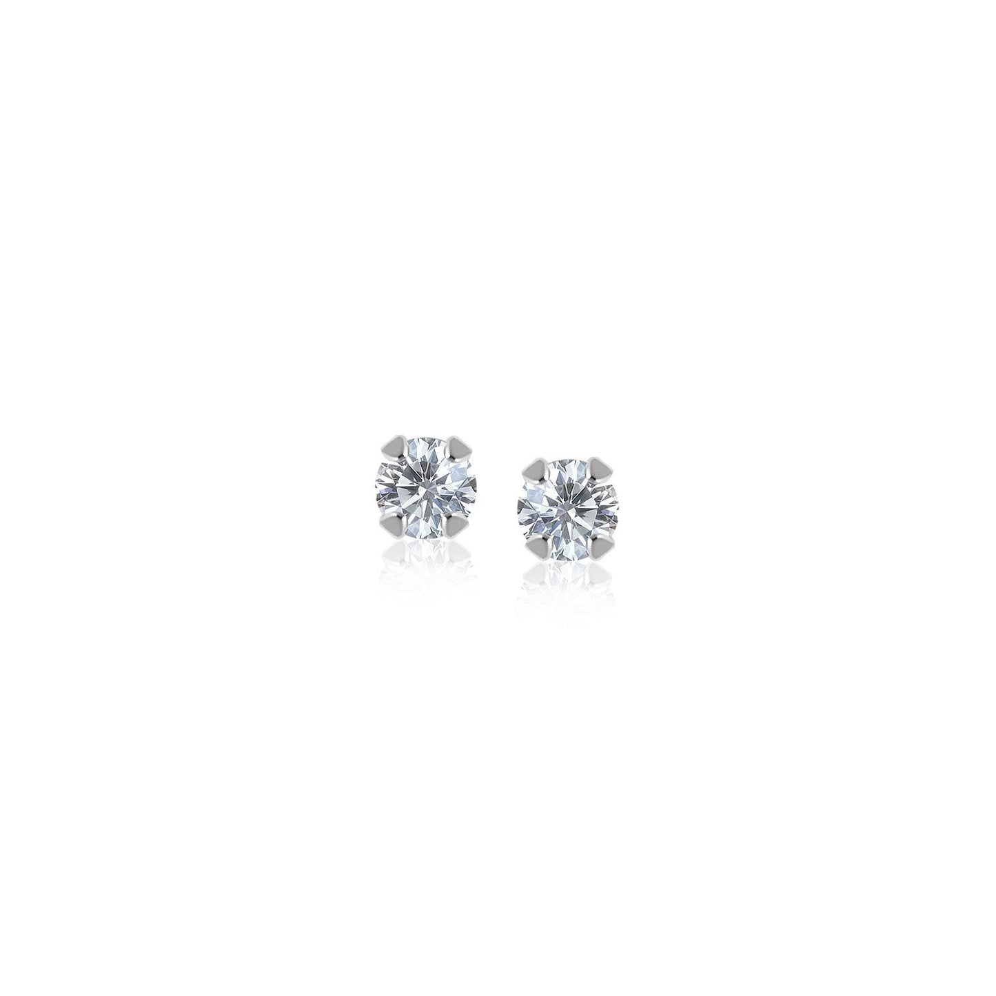 Pendientes de Stud de Circonita Blanca de 14k en Oro Blanco de 2mm