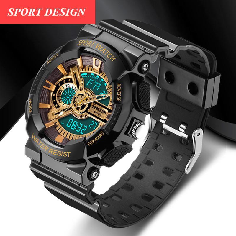 Montre de sport militaire unisexe LED numérique analogique