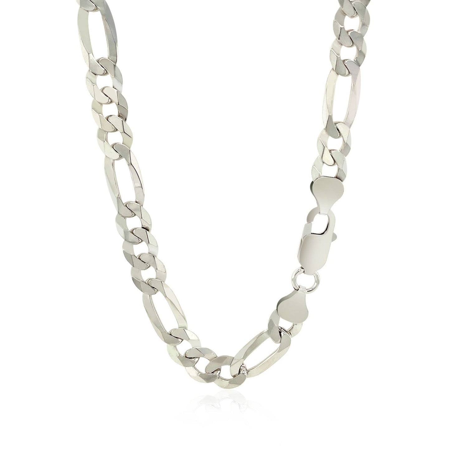 Rhodium Plated Sterling Silver Figaro Chain - 8.1mm