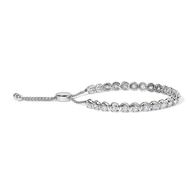 Pulsera de Tenis Ajustable Bolo de Oro Blanco de 14K con Diamantes