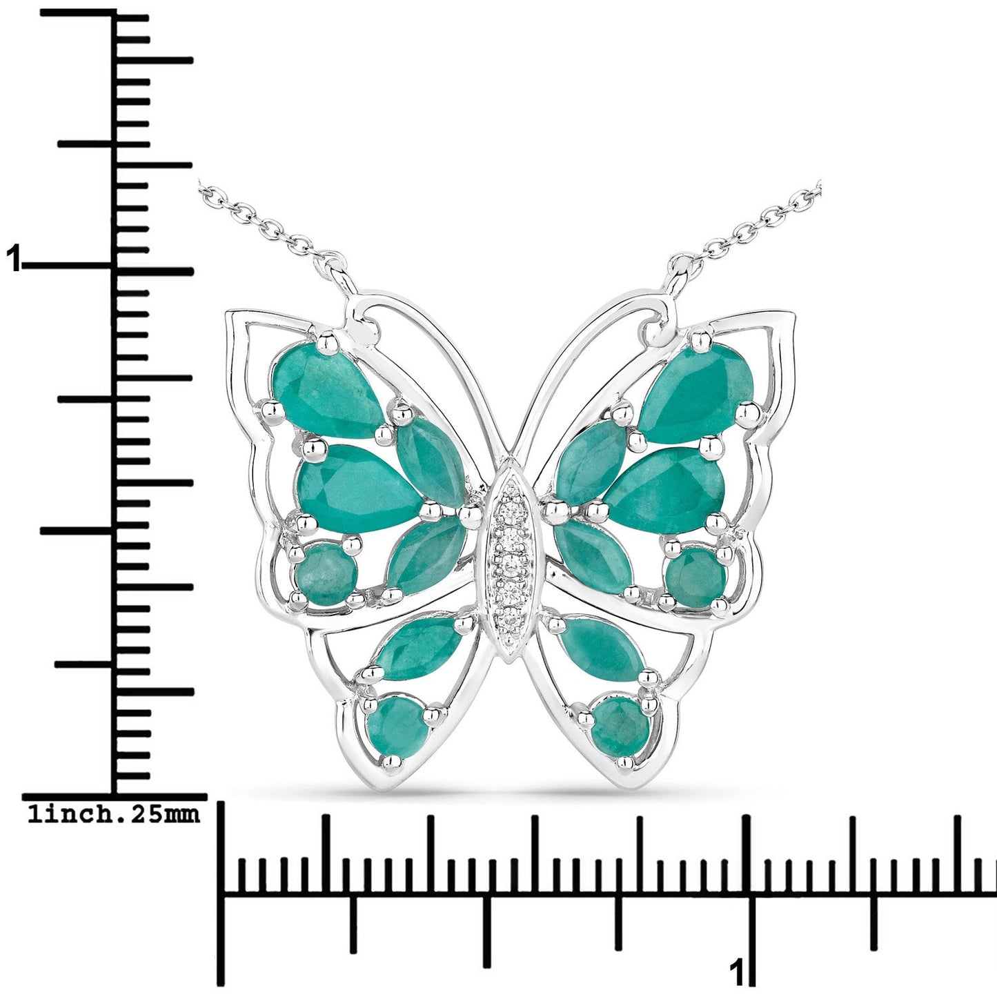 2.60 Carat Genuine Emerald and White Zircon Necklace