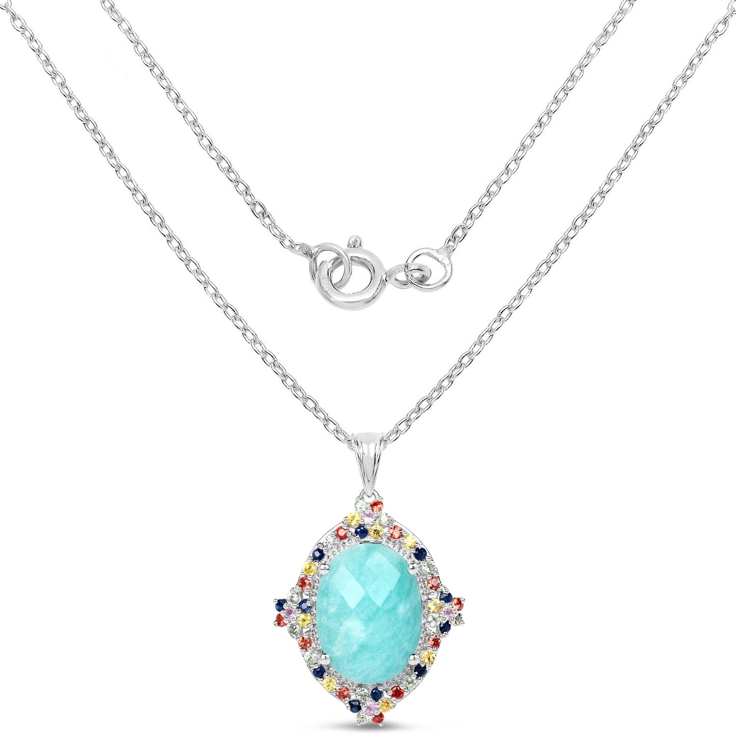 Colgante de Plata Esterlina de 18.50 Quilates con Múltiples Piedras Naturales