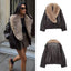 Women's Elegant Faux Fur-Trimmed Leather Jacket