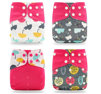 4PCS Eco-friendly Adjustable Cloth Diapers Set for Babies
