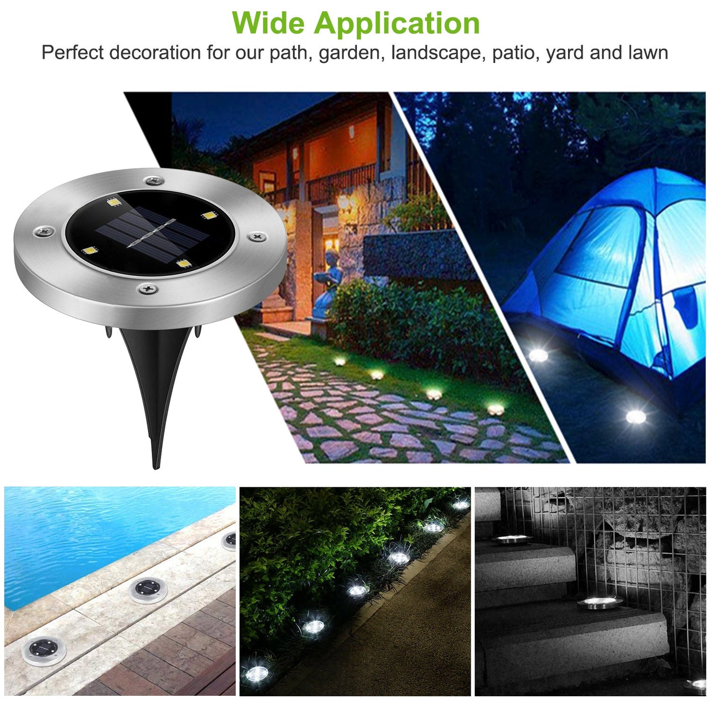 4-Pack Solar Ground Lights for Pathway and Patio