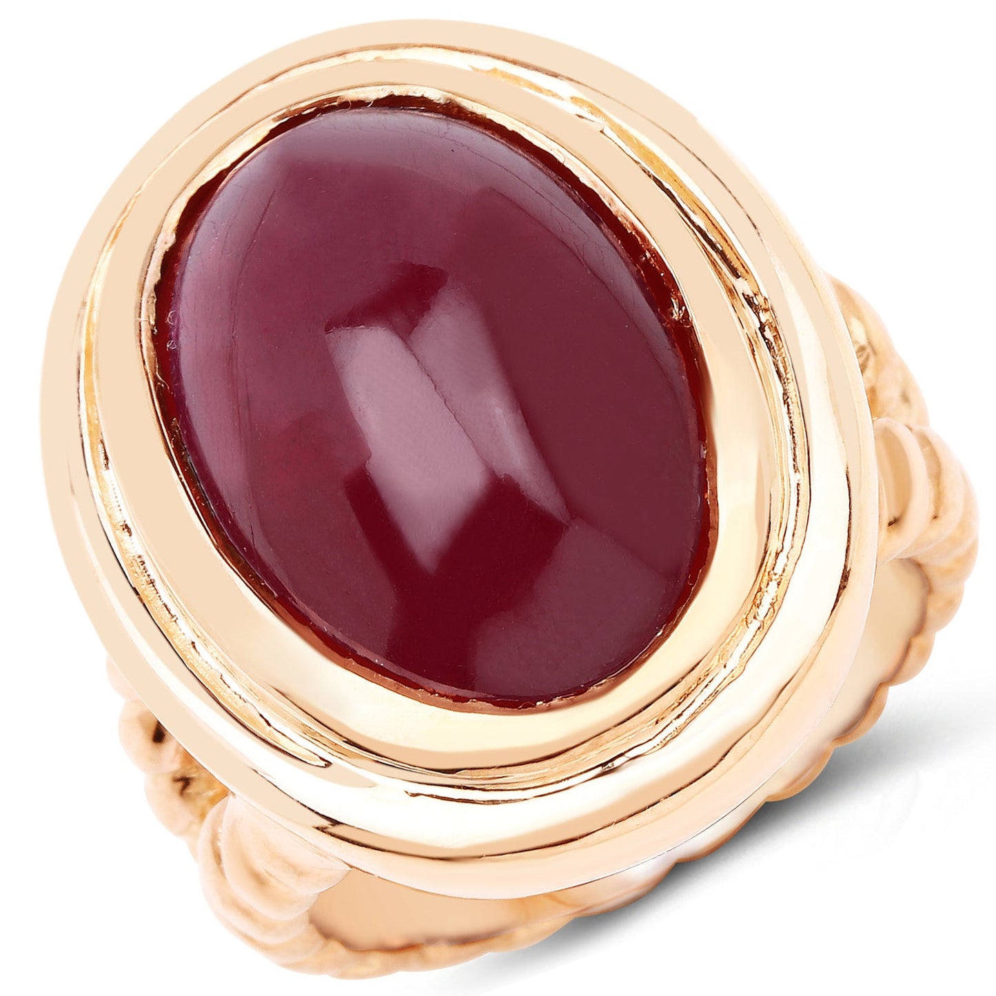 14K Rose Gold Plated 17.60 Carat Ruby Sterling Silver Ring
