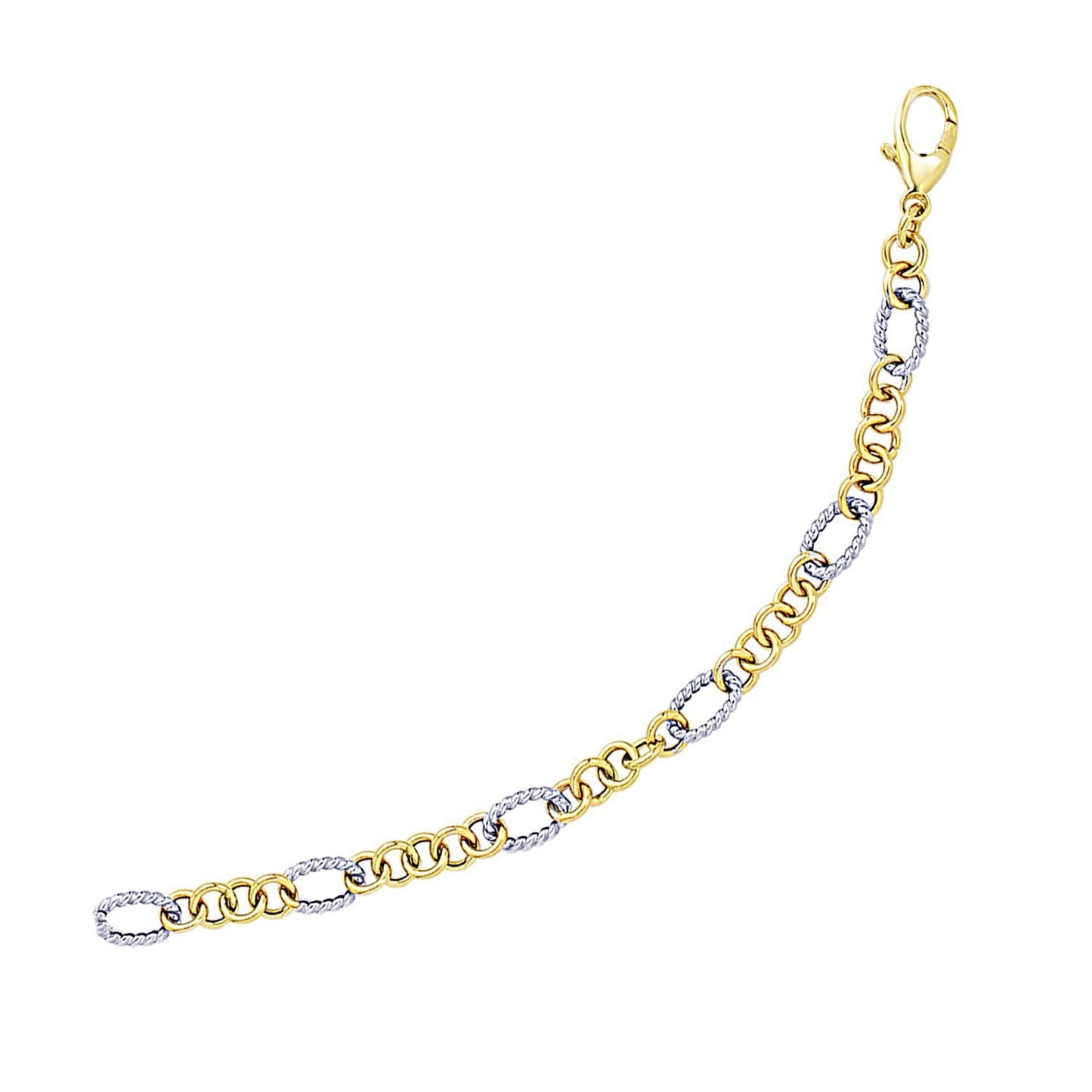 Pulsera de Cadena con Motivo de Cuerda en Oro de Dos Tonos de 14k