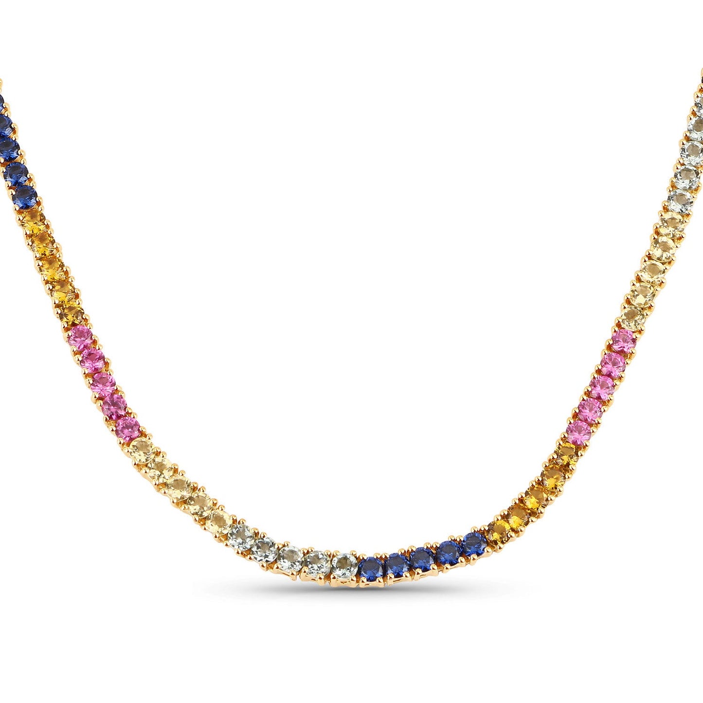 Collier multi-saphirs créé de 11,65 carats en argent sterling