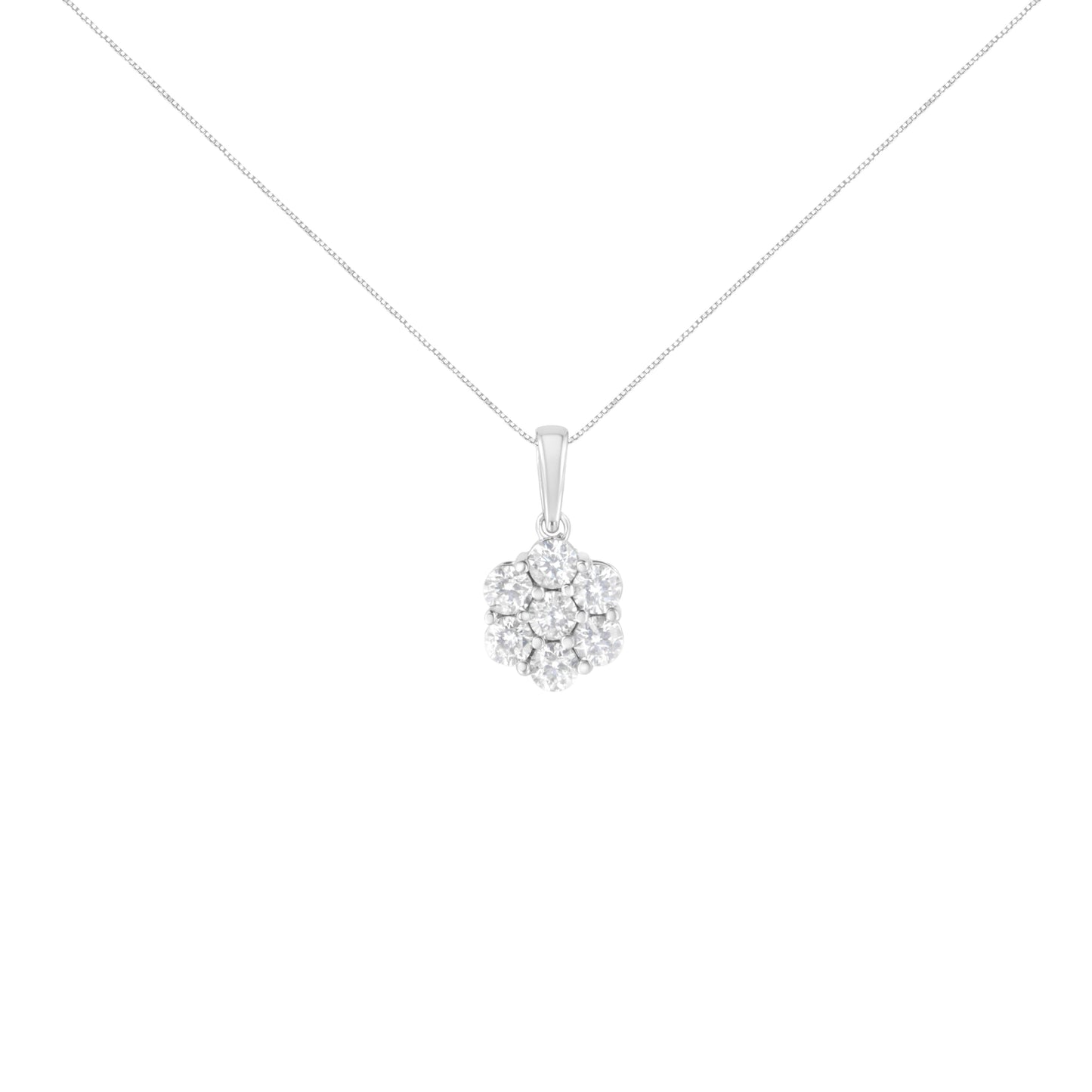 Pendentif collier en diamant en fleur en or blanc 14K 2,00 cttw