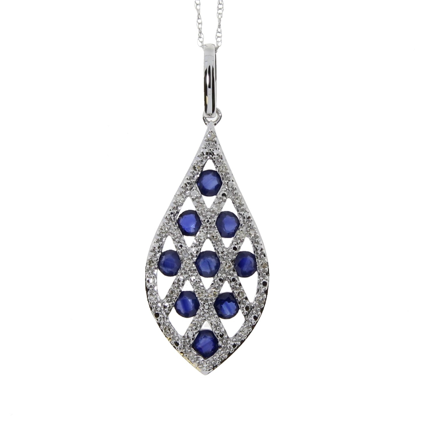 .58ct Pendentif en Saphir et Diamant en Or Blanc 14KT