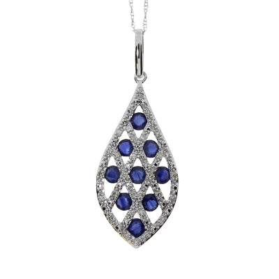 .58ct Pendentif en Saphir et Diamant en Or Blanc 14KT