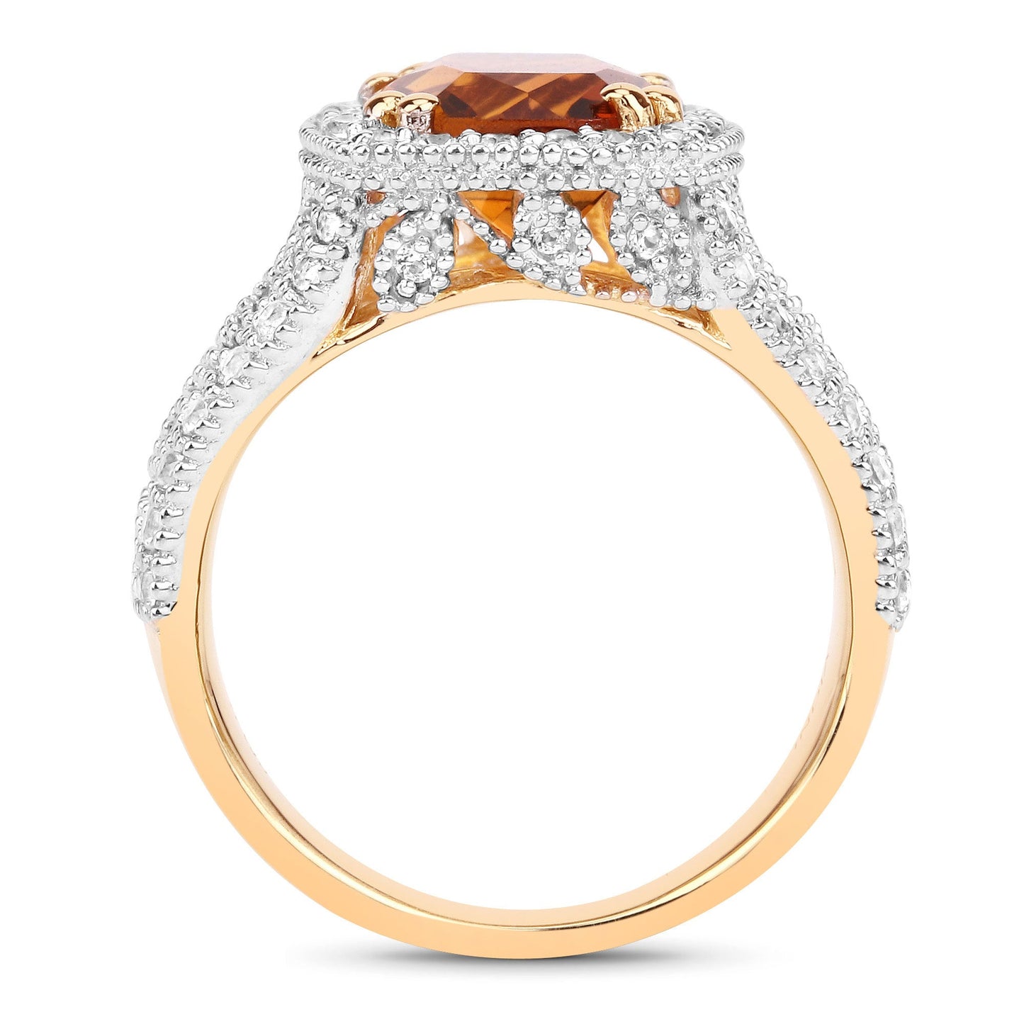 Bague en argent sterling avec citrine de 3,71 carats et topaze blanche